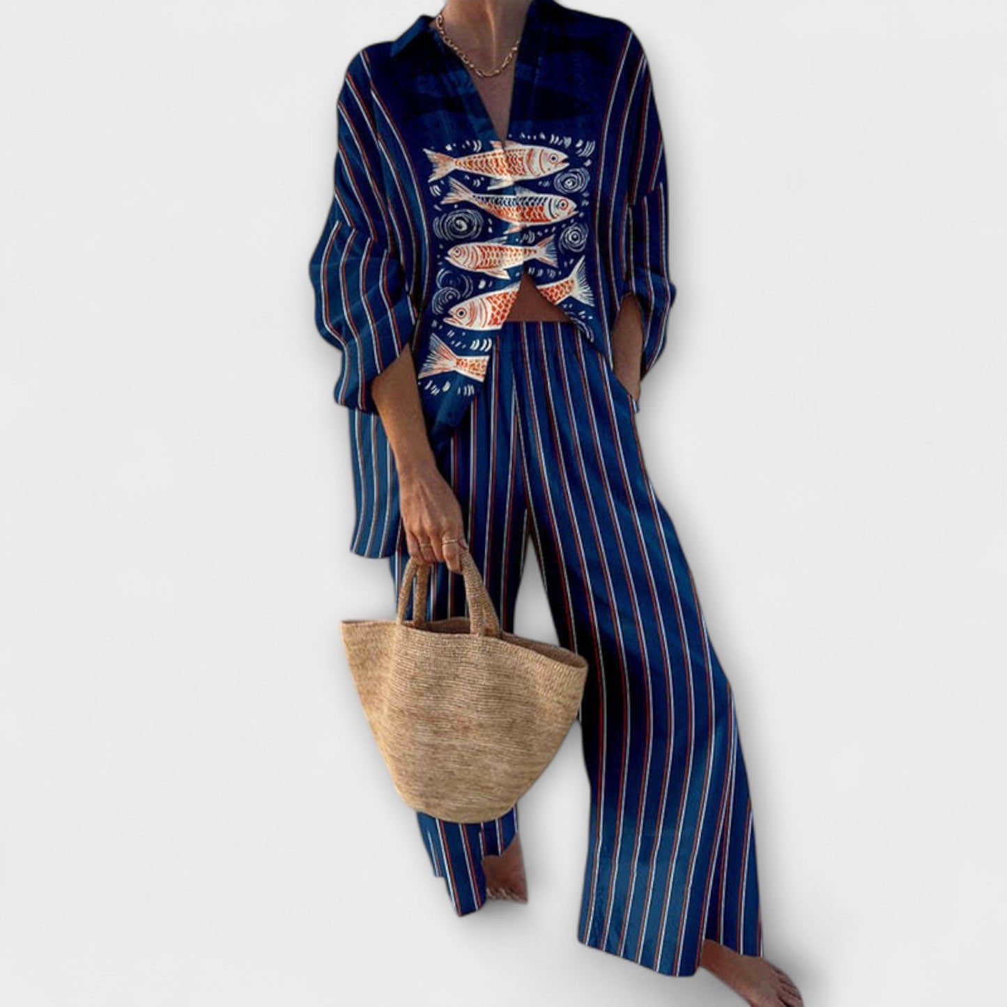 Zairine - Zestaw z niebieskim wzorem Koi