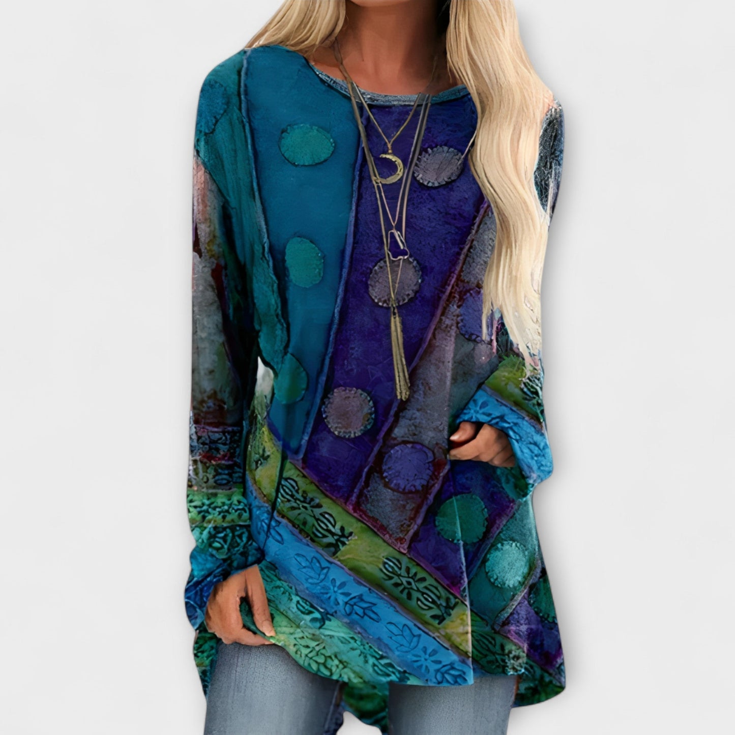 Stylowa damska bluzka z etnicznym wzorem