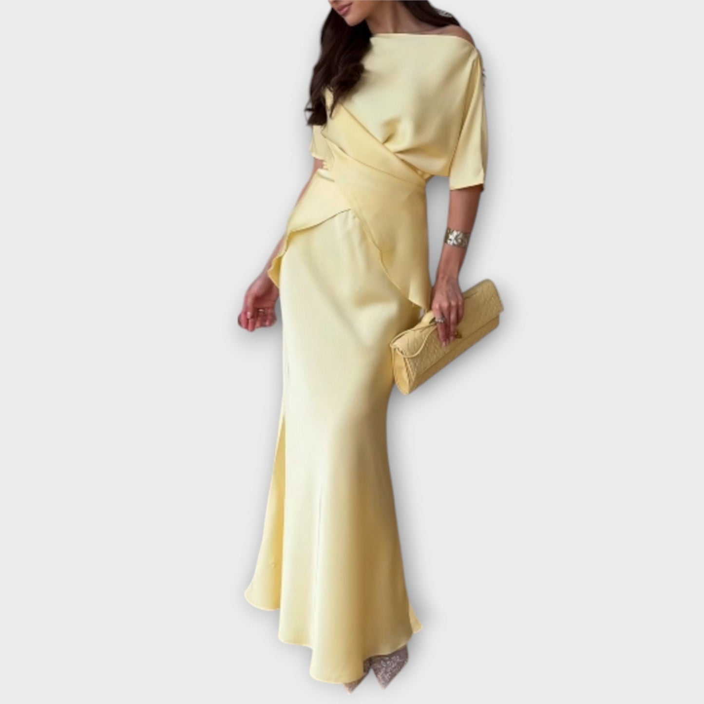 Finja - Top na jedno ramię z węzłem z przodu i zestaw spódnicy