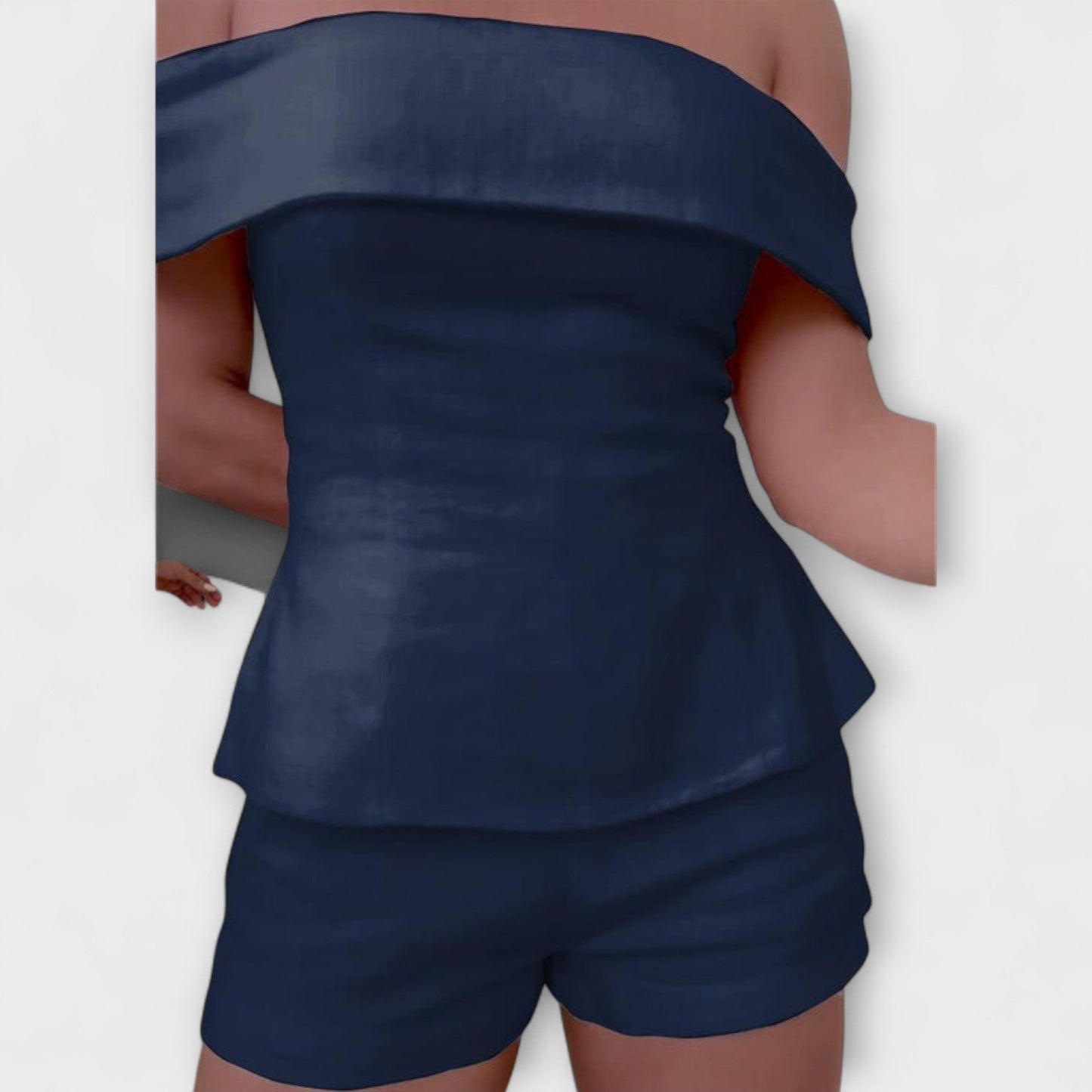 Olivia - Biały Dwuczęściowy Zestaw z Bawełny i Lnu