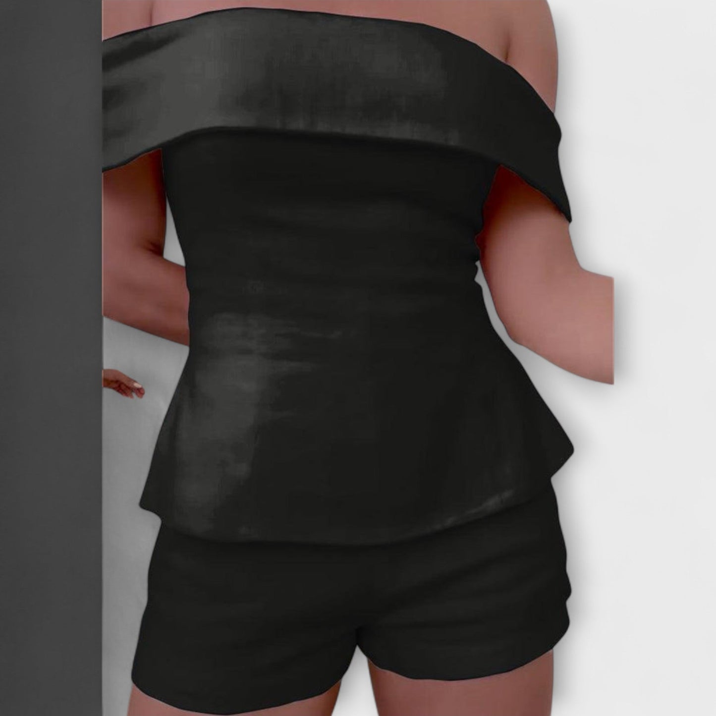 Olivia - Biały Dwuczęściowy Zestaw z Bawełny i Lnu