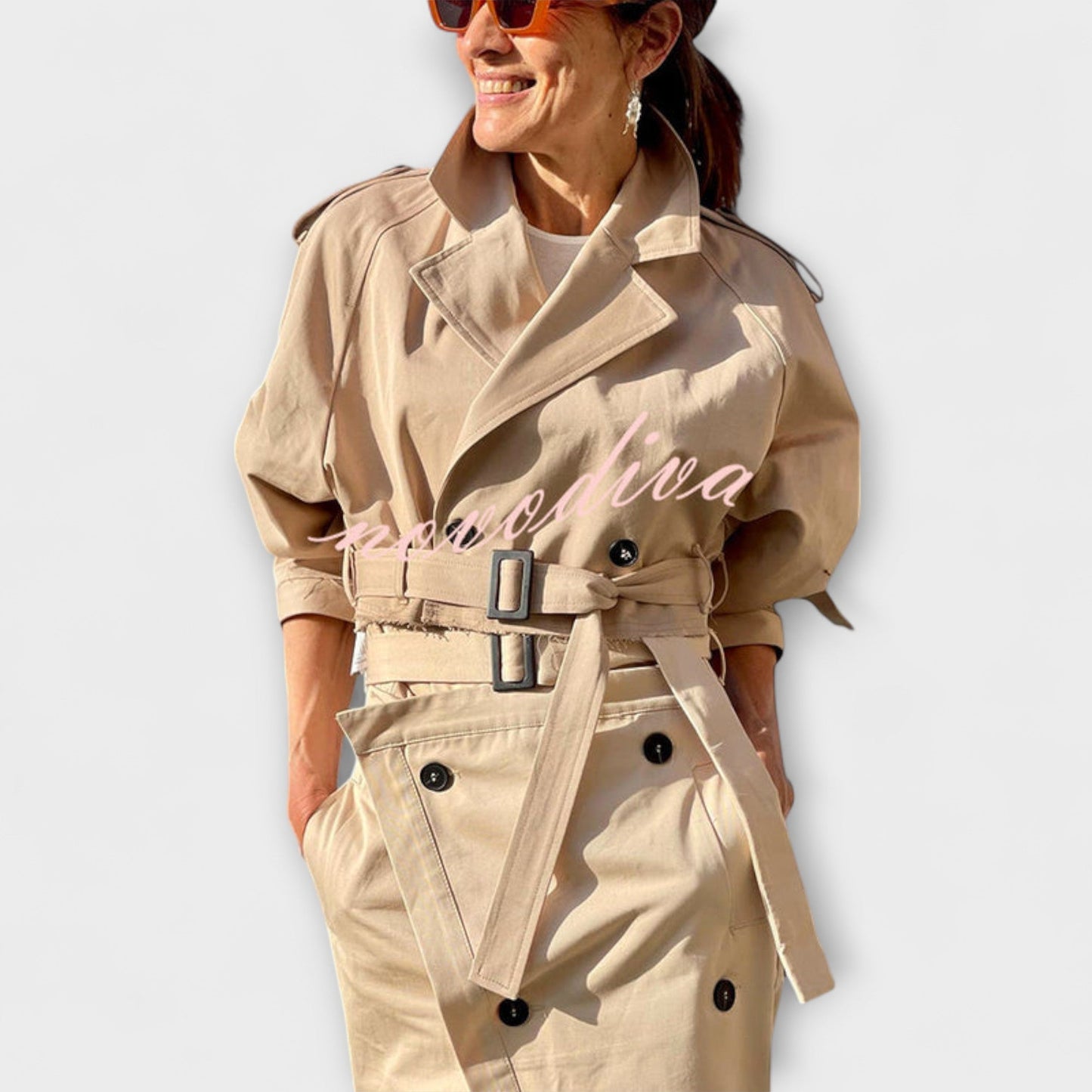 Aurora - Elegancka kurtka midi z kieszeniami